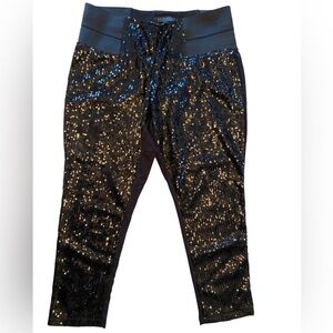 Eloquii Black Sequin Pants Women Pull‑On Stretch Party Leggings